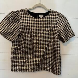 J Crew metalic plaid top